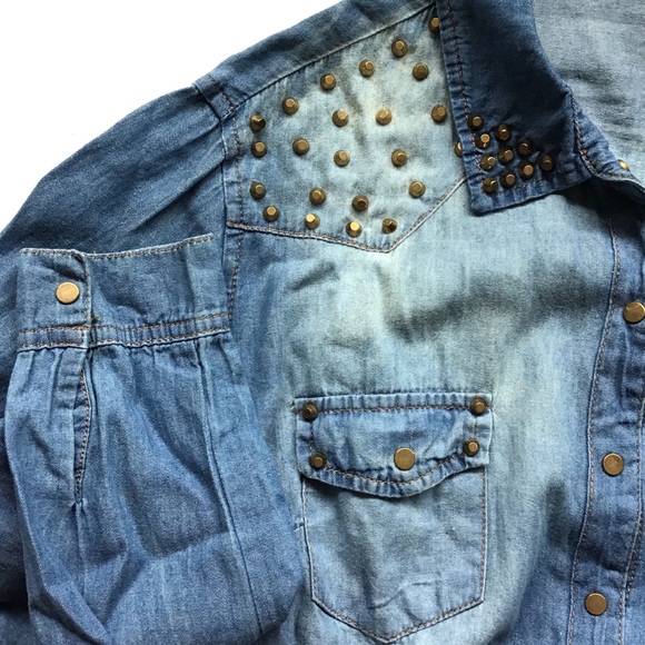 QEDL | BOHO FESTIVAL STYLED STUDDED DENIM SHIRT - Picture 3 of 8